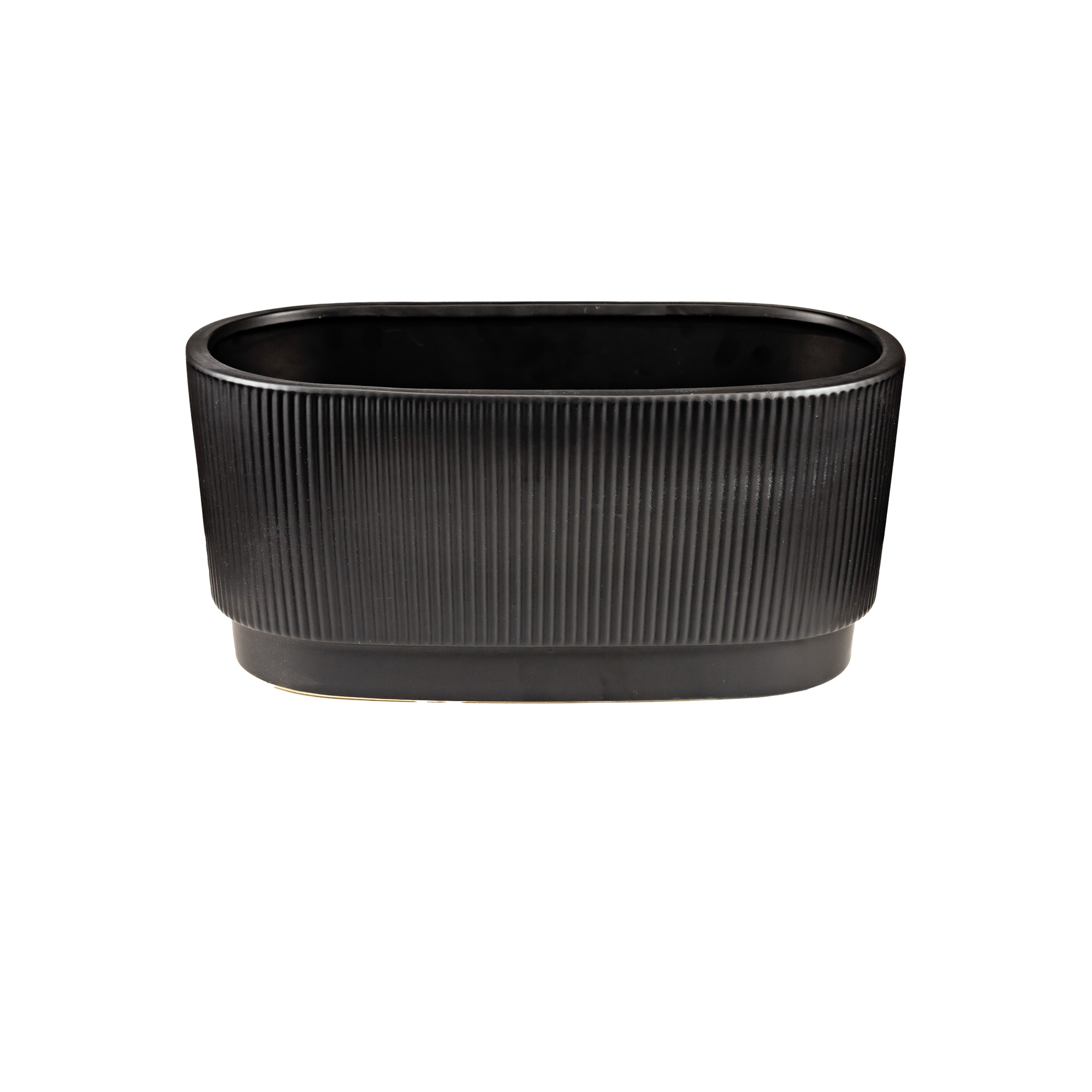 Ceramic flower pot Black Base oval